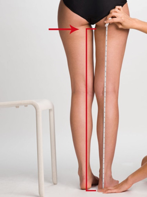 Length form the base of the Buttocks to the base of the heel